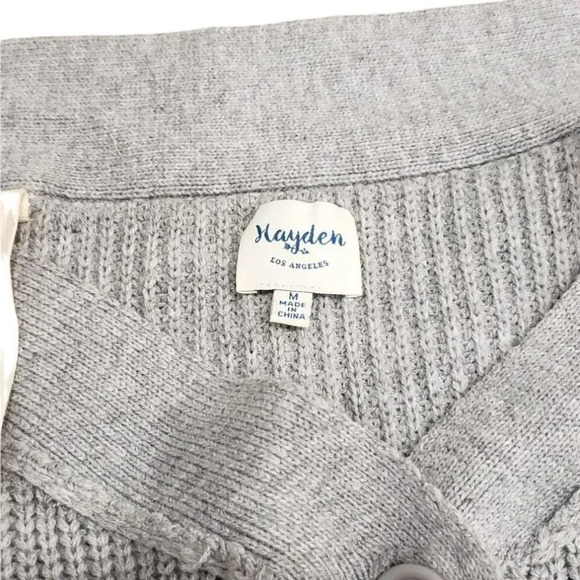 Hayden Los Angeles Gray Off Shoulder Cardigan Sweater M - Picture 3 of 4